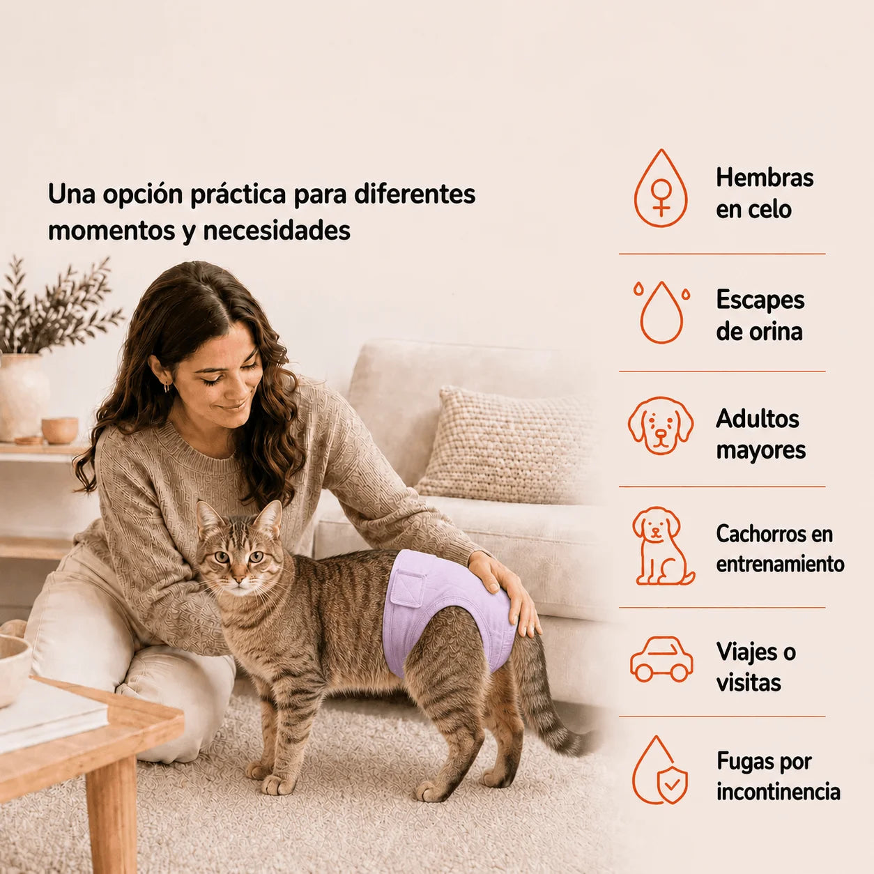 Pañales lavables para gatas  + 🎁 Gratis 3 insertos removibles