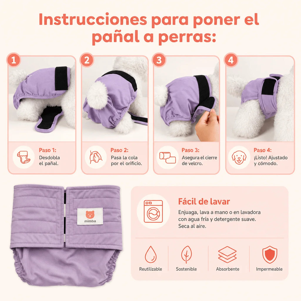 Pañales lavables para gatas  + 🎁 Gratis 3 insertos removibles