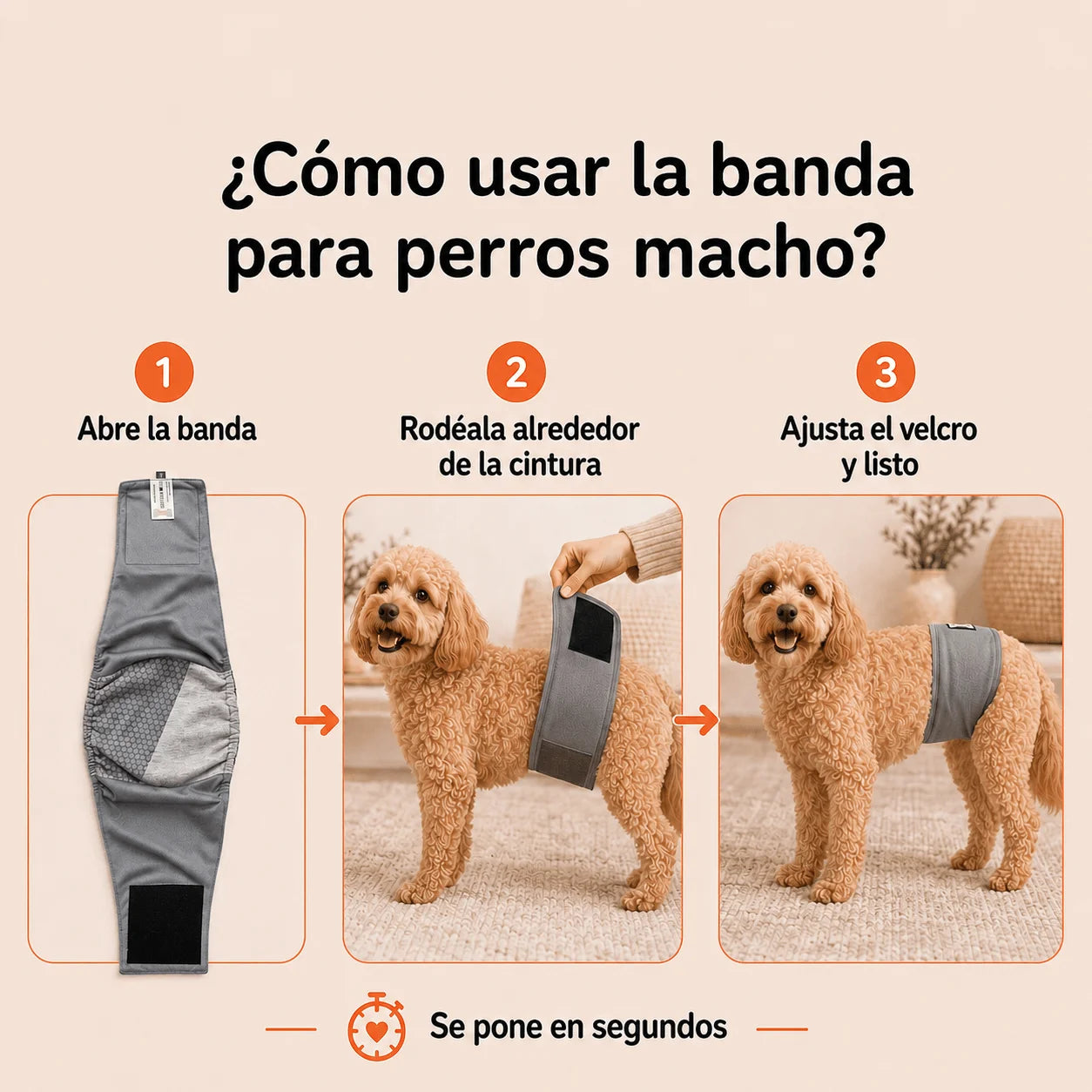 Bandas lavables para perros machos + 🎁 Gratis 3 insertos removibles