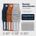Pack x 3 bandas lavables para perros machos + 🎁 Gratis 9 insertos removibles