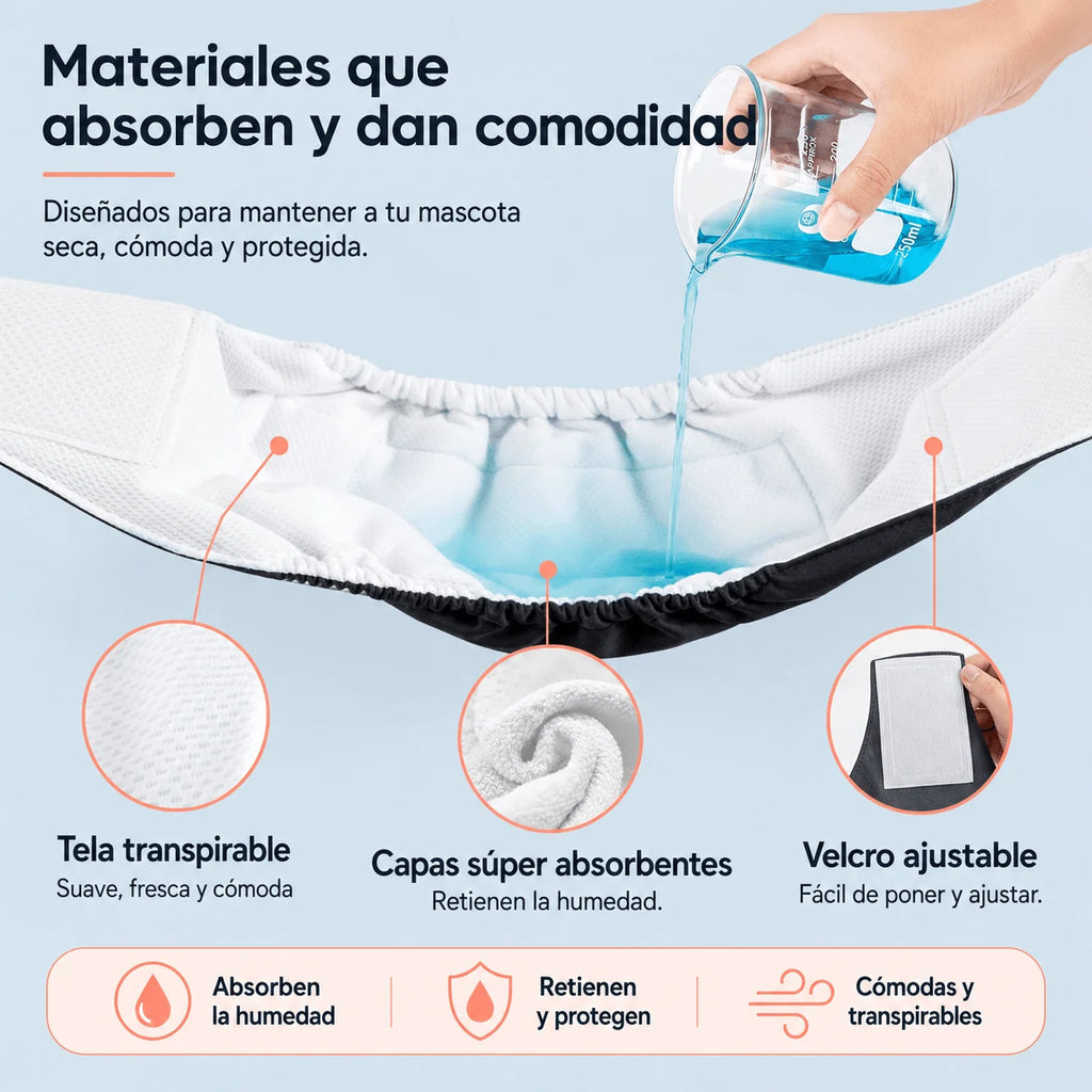 Bandas lavables para perros machos + 🎁 Gratis 3 insertos removibles