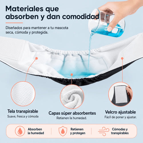 Bandas lavables para perros machos + 🎁 Gratis 3 insertos removibles