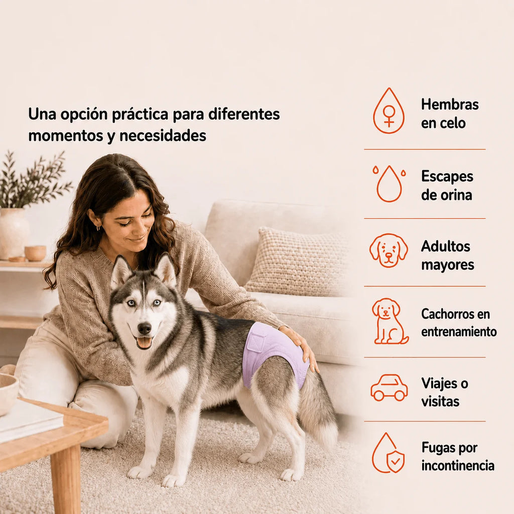 Pañales lavables para perra + 🎁 Gratis 3 insertos removibles